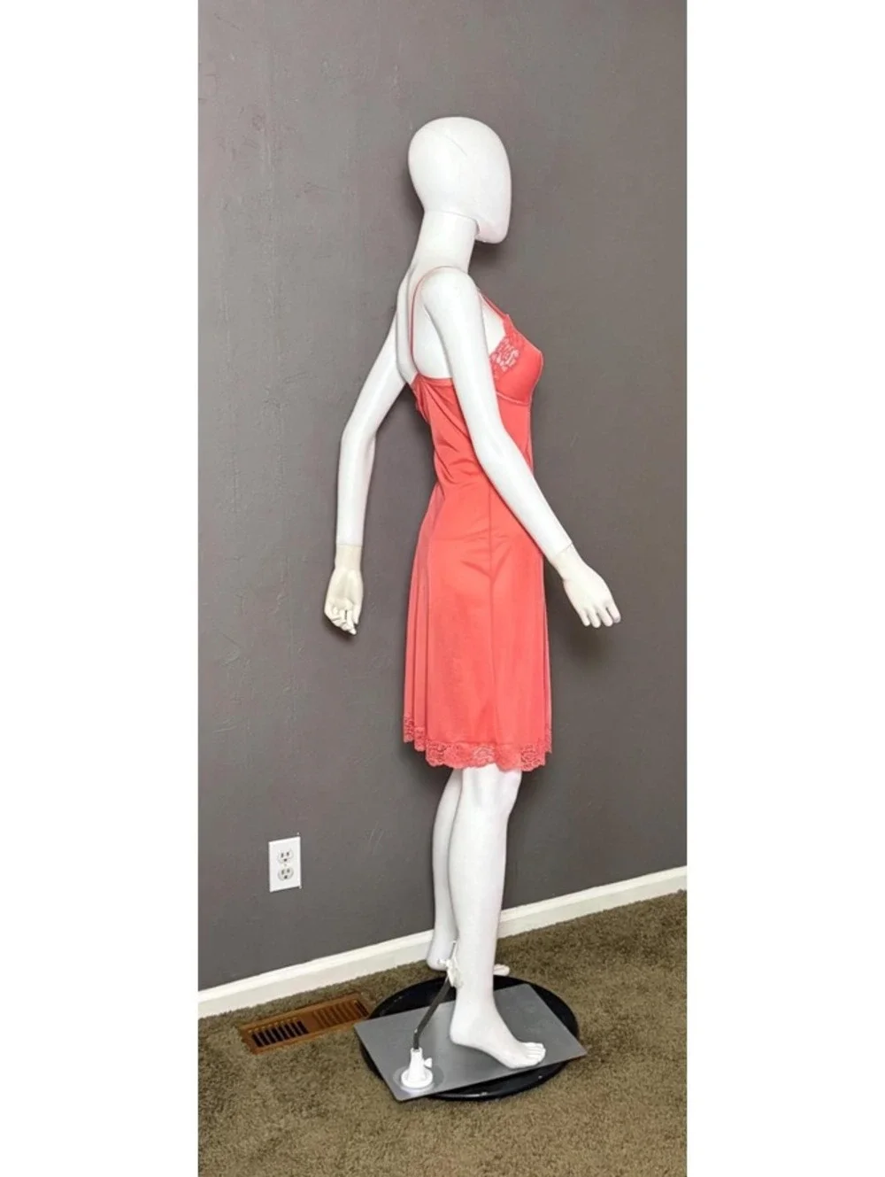 Vintage 1960's Coral Lacy Slip Dress from St. Michael of Britian size 36